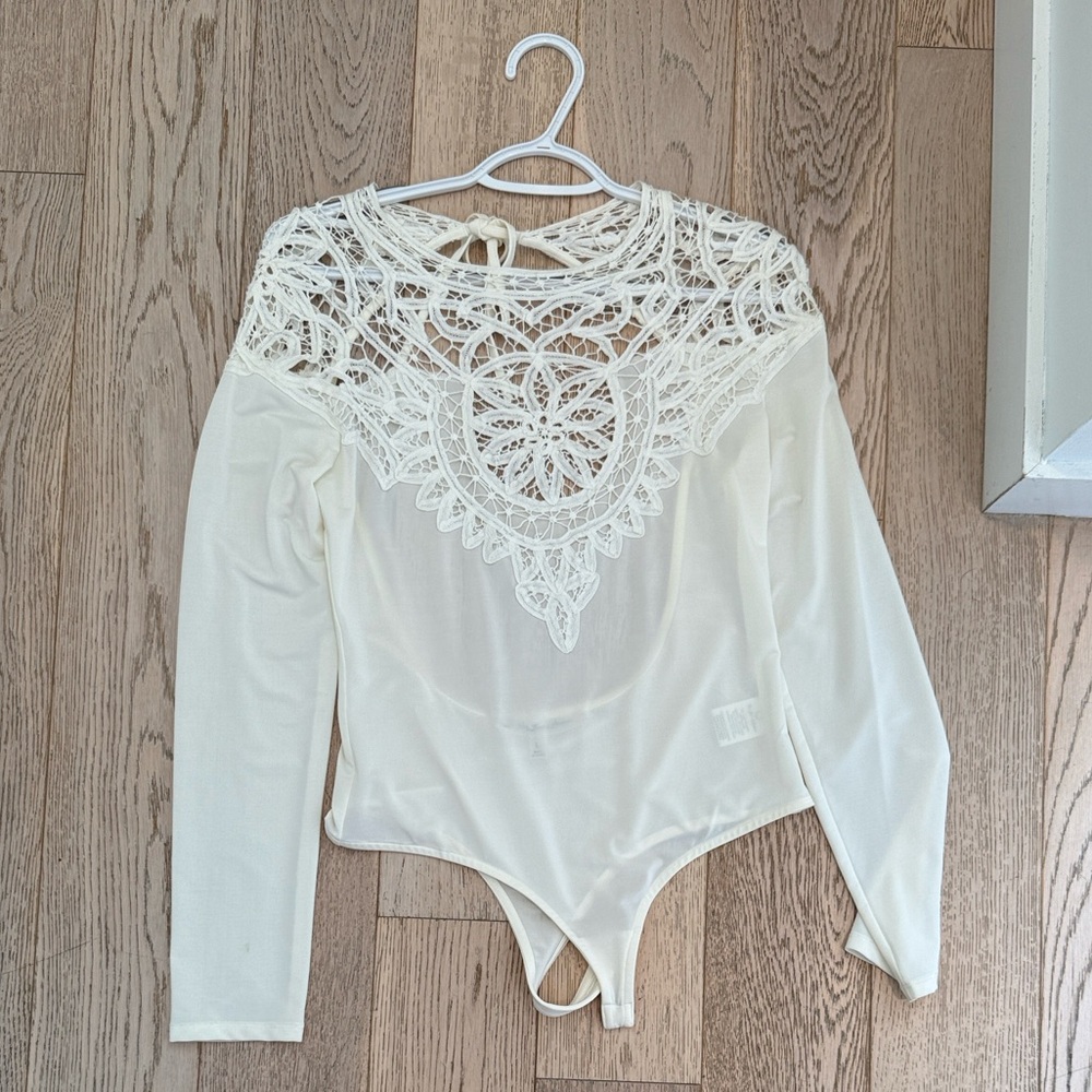 For Love And Lemons White Lace Bodysuit